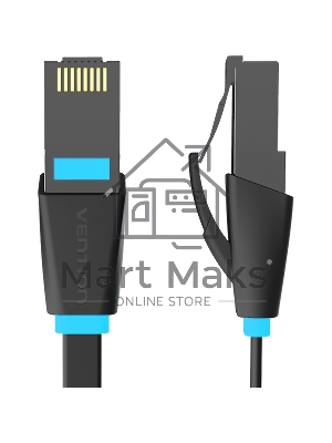 Патч-корд Vention прямой UTP cat.6, RJ45 - 1,5м. плоский черный