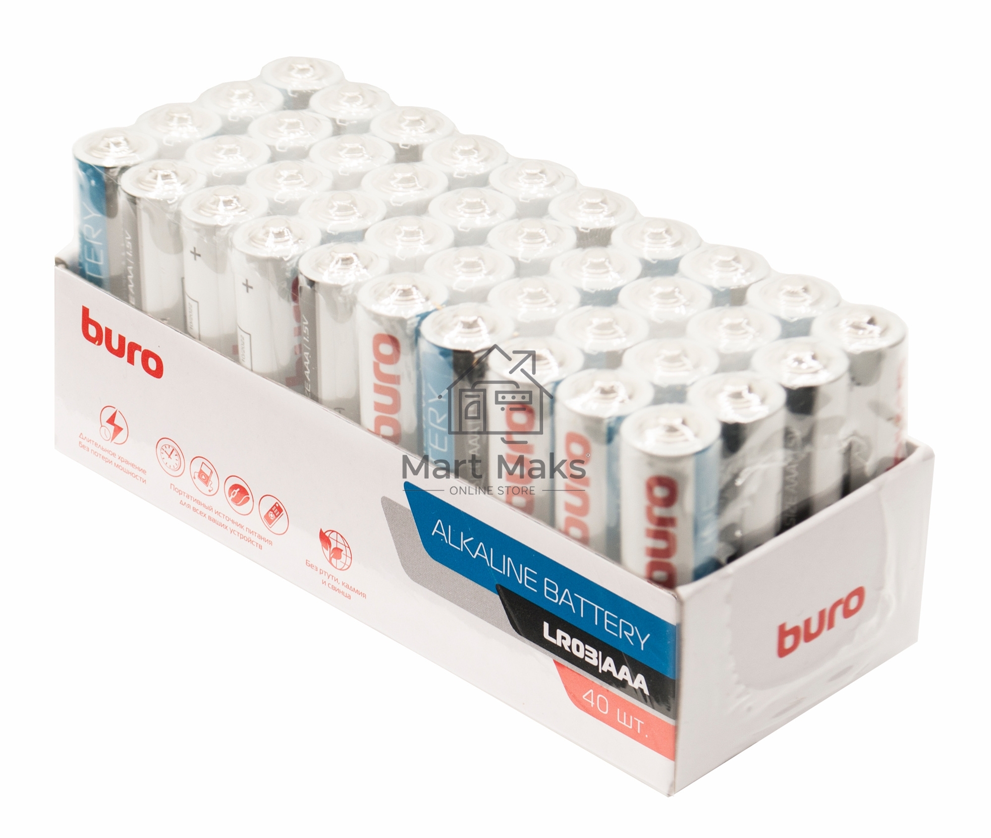 Батарея Buro Alkaline LR03 AAA (40шт) коробка