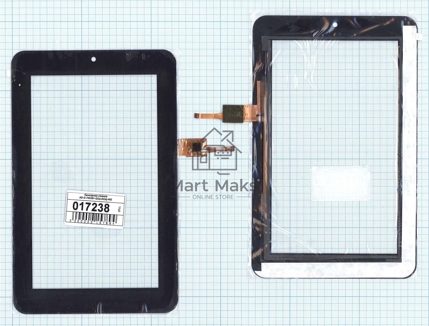 Сенсорное стекло (тачскрин) AD-C-700291-CC(LOCA)-RG, черное