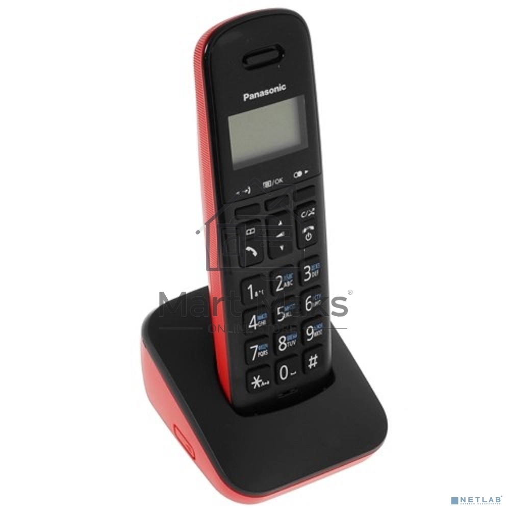 Телефон беспроводной (DECT) Panasonic KX-TGB610RUR, Монохромный, АОН, черный/красный