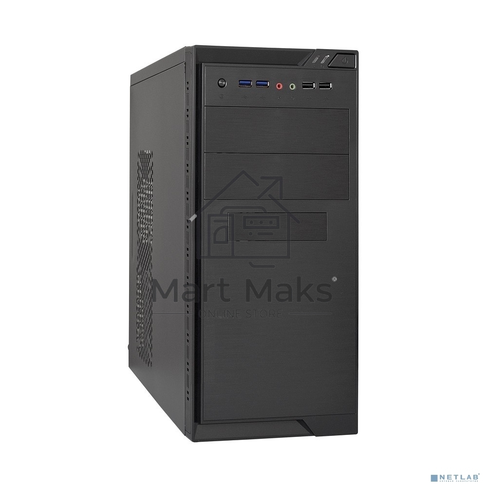 Компьютерный корпус Minitower ExeGate MA-372UX Black, mATX <UN500, 120mm> 2*USB+2*USB3.0, Audio