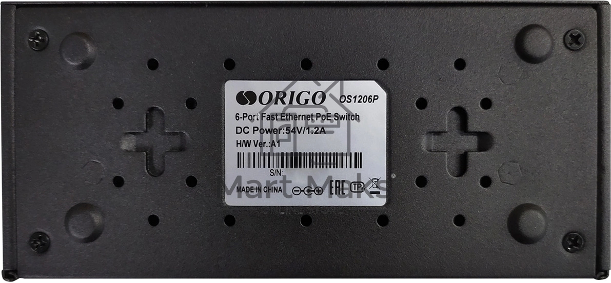 Неуправляемый PoE-коммутатор ORIGO OS1206P/60W/A1A 4x100Base-TX PoE+, 2x100Base-TX, PoE-бюджет 60 Вт, корпус металл