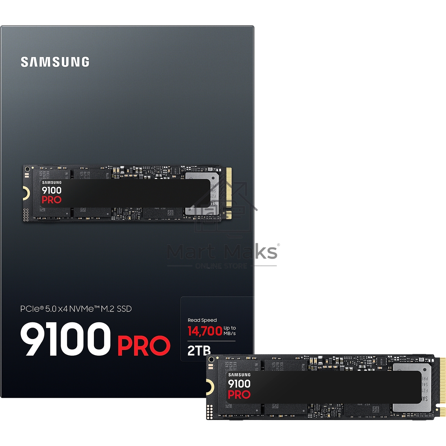 Твердотельный диск 2TB Samsung 9100 PRO, M.2, PCI-E 5.0 x4, TLC 3D NAND R/W - 14800/13400 MB/s