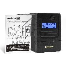 ИБП ExeGate Smart LB-600.LCD.AVR.2SH (600VA/360W, LCD, AVR, 2*Schuko, батарея 12V 7.2Ah, Black)