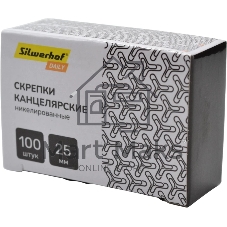 Скрепки Silwerhof DAILY никель 25мм (упак.:100шт) картонная коробка