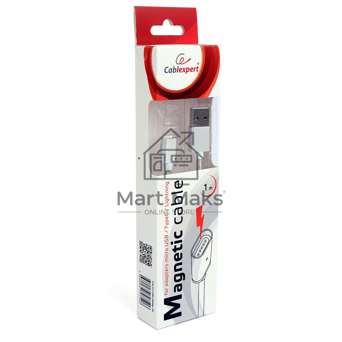 Кабель магнитный USB 2.0 Cablexpert CC-USB2-AMMg-1M, для адаптеров TypeC - microBM 5P - iPhone lightning, 1м, алюминиевые разъемы (адаптеры в комплектацию не входят)