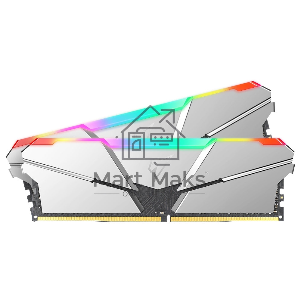 Оперативная память NETAC Shadow, DDR4, 16Gb (2x8Gb), 3200MHz, CL14, DIMM, с радиаторами, RGb, серебристый