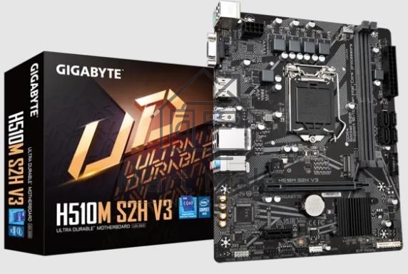 Материнская плата Gigabyte H510M S2H V3 (V2.0), LGA 1200, Intel H470, 2xDDR4, 4xSATA, 1xM.2, 1xPCIe 3.0 x16, 1xDP, 1xHDMI, 1xVGA, 1x 1Gb LAN, 2xUSB-A 3.2 Gen 1, 4xUSB-A 2.0, 3x 3.5 мм, 7.1, mATX