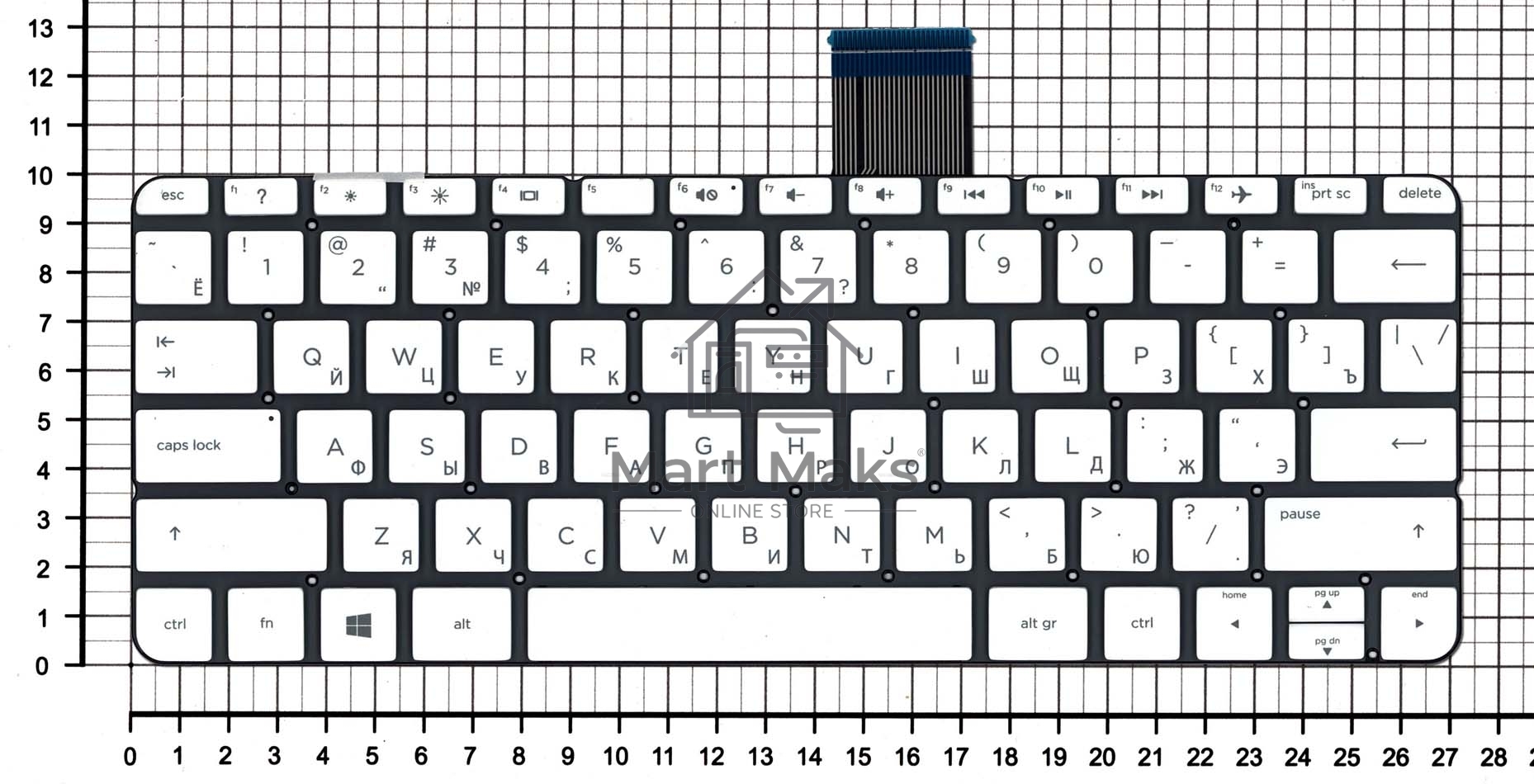 Клавиатура для ноутбука HP Stream X360 11-p белый без рамки