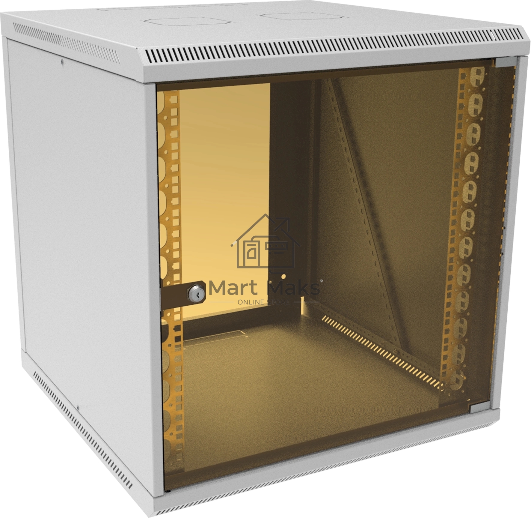 Шкаф коммутационный Suprlan (05-1206) настенный 12U 600x600мм пер.дв.стекл направл.под закл.гайки 70кг RAL 7035 535мм 26.22кг 620мм