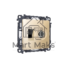 Комплект механизма розетки компьютерной + TV оконечной RJ-45 с автоматической защитной шторкой ALFA Шампань QUANT (AP6125, VM195) MA612510