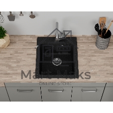 Мойка для кухни BAU Stil Black stone 42х50, выпуск с сифоном в комплекте, черный камень