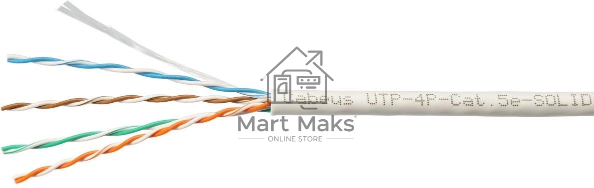 Кабель витая пара Cabeus UTP-4P-Cat.5e-SOLID-GY-LIGHT UTP (U/UTP), категория 5e, 4 пары 0,47мм (24 AWG), PVC нг(А)-LS, серый (305 м)