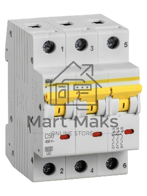 Выключатель автоматический трехполюсный ВА47-60M 3Р 50А 6кА С MVA31-3-050-C IEK