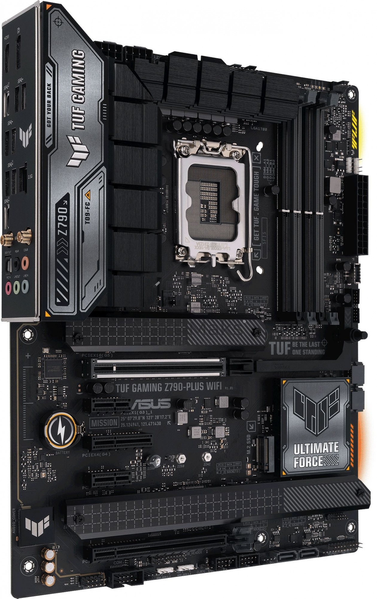 Материнская плата ASUS TUF GAMING Z790-PLUS WIFI, LGA 1700, Intel Z790, 4xDDR5, 4xSATA, 4xM.2, 1xPCIe 5.0 x16, 1xPCIe 4.0 x4, 2xUSB-A 3.2 Gen 2, 4xUSB-A 3.2 Gen 1, 1xUSB-C 3.2 Gen 2, 1xUSB-C 3.2 Gen 2x2, 1x2.5Gb LAN, 5x3.5 мм, 7.1, Standard-ATX