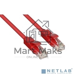 Патч-корд Greenconnect Патч-корд UTP прямой 1 m AWG24 кат.5е,  RJ45,  медь, литой (Красный), пластик пакет (GCR-LNC04-1.0m)