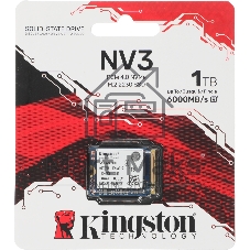 Накопитель SSD Kingston NV3, 1000Gb, M.2(22x30мм), NVMe, PCIe 4.0 x4, 3D TLC, R/W 6000/4000Mb/s, TbW 320, DWPD 0.2 (60 мес)