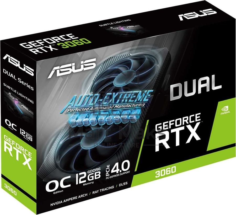 Видеокарта Asus DUAL-RTX3060-O12G-V2 LHR NVIDIA GeForce RTX 3060 12288Mb 192 GDDR6 1837/15000/HDMIx1/DPx3/HDCP Ret
