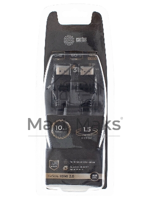 Кабель аудио-видео Cactus CS-HDMI.2-1.5 HDMI (m)/HDMI (m) 1.5м. Позолоченные контакты черный