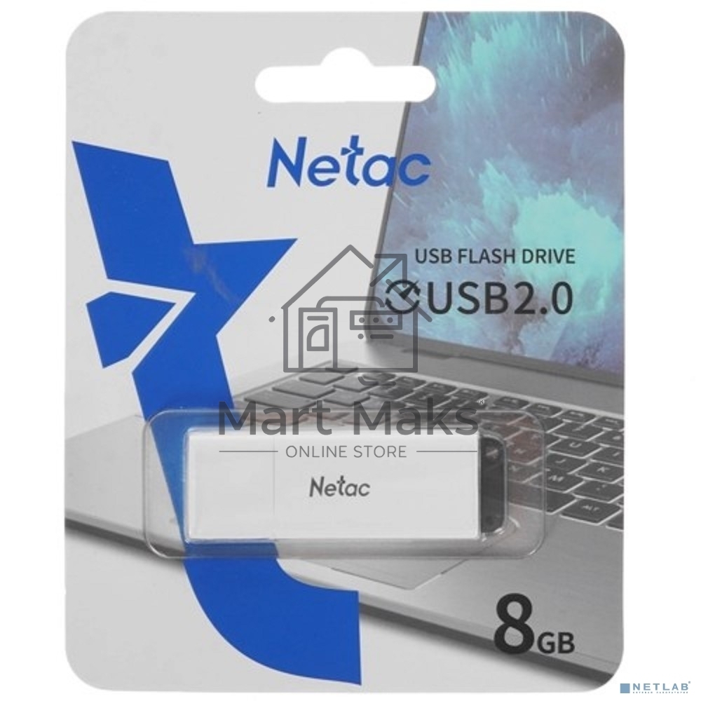 Флешка USB R/W R/W Netac U185 8Gb <NT03U185N-008G-20WH>, USB2.0, с колпачком, пластиковая белая