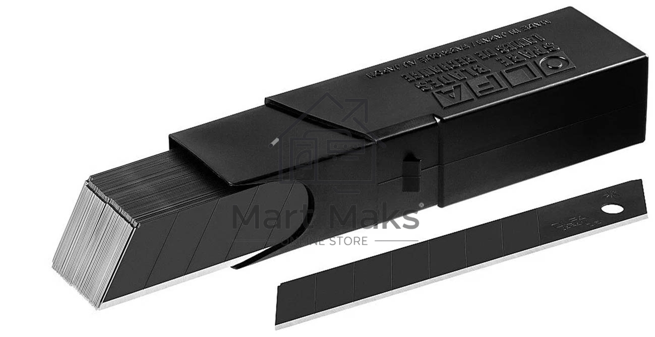 Лезвие Olfa EXCEL черный сегментированное, 8 сегментов, 18 мм, 50 шт, в боксе