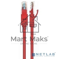 Патч-корд Greenconnect Патч-корд UTP прямой 1 m AWG24 кат.5е,  RJ45,  медь, литой (Красный), пластик пакет (GCR-LNC04-1.0m)