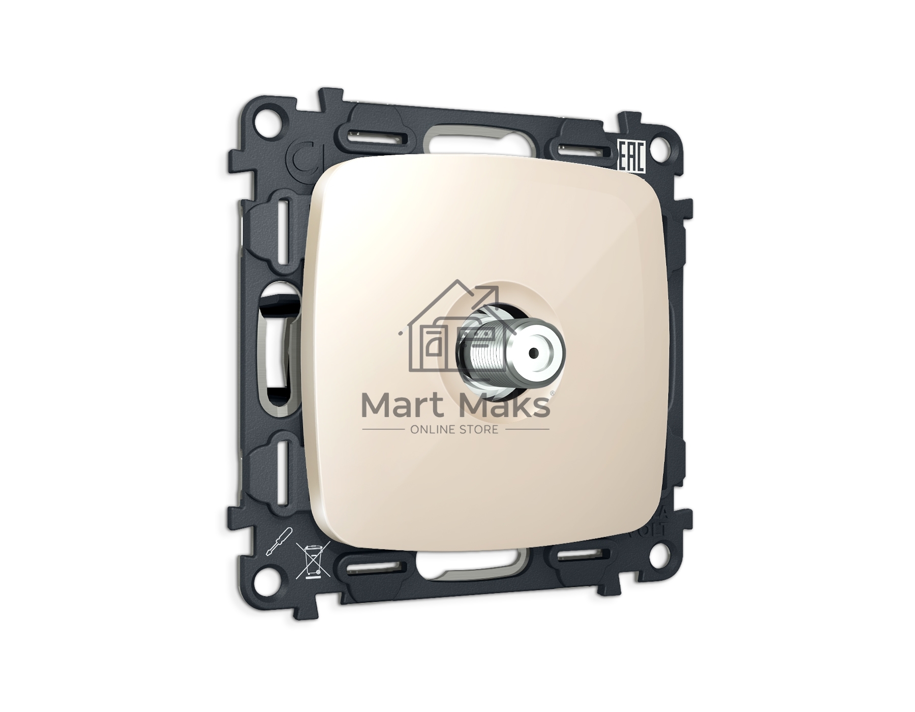 Комплект механизм TV розетки SAT 5-2400MHz 3.5dB OMEGA Бежевый глянец QUANT (OP3130, VM215) MO313050