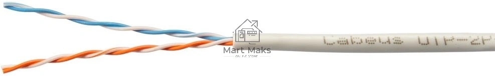 Кабель витая пара U/UTP 5e кат. 2 пары Cabeus UTP-2P-Cat.5e-SOLID-LSZH-GY (24 AWG), одножильный, серый LSZH, нг(А)-HF, (305 м)