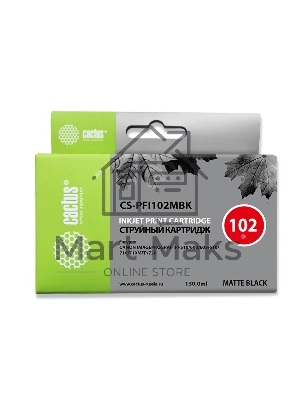 Картридж струйный Cactus CS-PFI102MBK черный матовый (130мл) для Canon iPF500/iPF600/iPF700/ MFP M40/iPF765/LP17/LP24