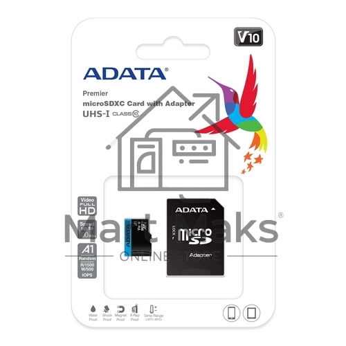 Флеш карта microSD 256GB ADATA microSDHC Class 10 UHS-I A1 100/25 MB/s (SD адаптер)