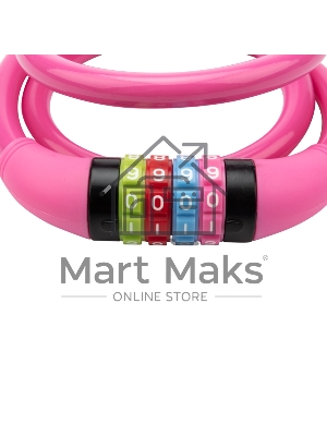 Тросовый кодовый замок взломостойкий для велосипедов и колясок Четыре сезона 100 см розовый 79-0204