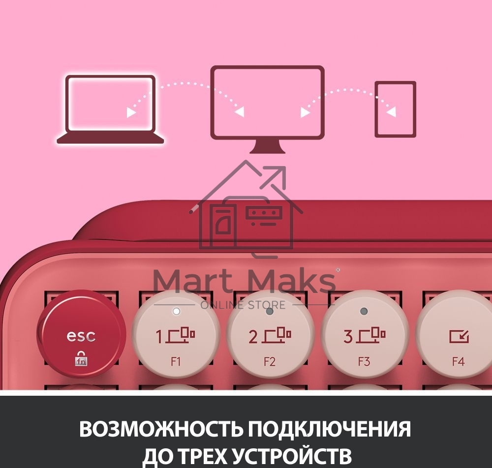 Клавиатура беспроводная Logitech POP KEYS, Heartbreaker Rose (M/N: YR0080/CU0021)