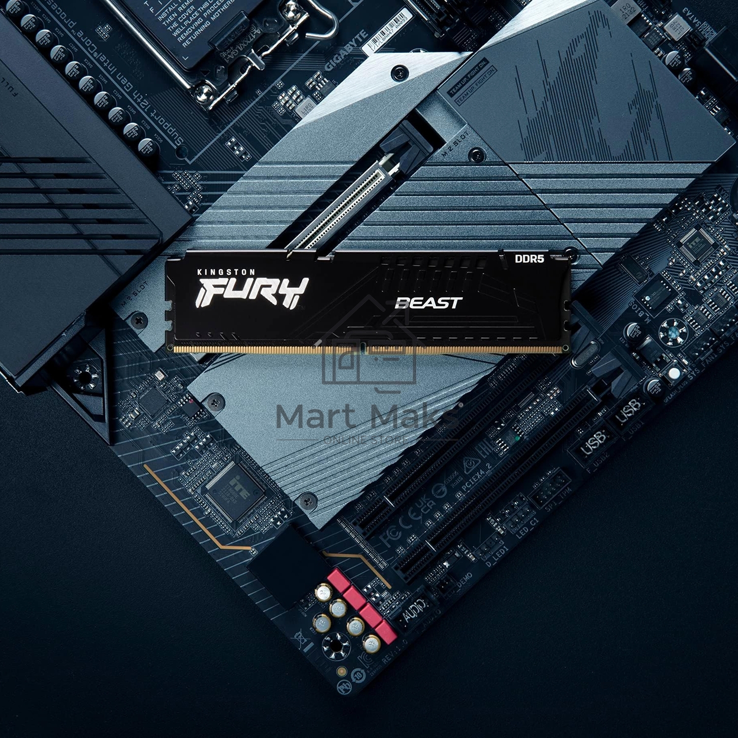 Оперативная память Kingston Fury Beast, DDR5, 32GB (1x32GB), 6000MHz, CL30, DIMM, с радиатором, черный