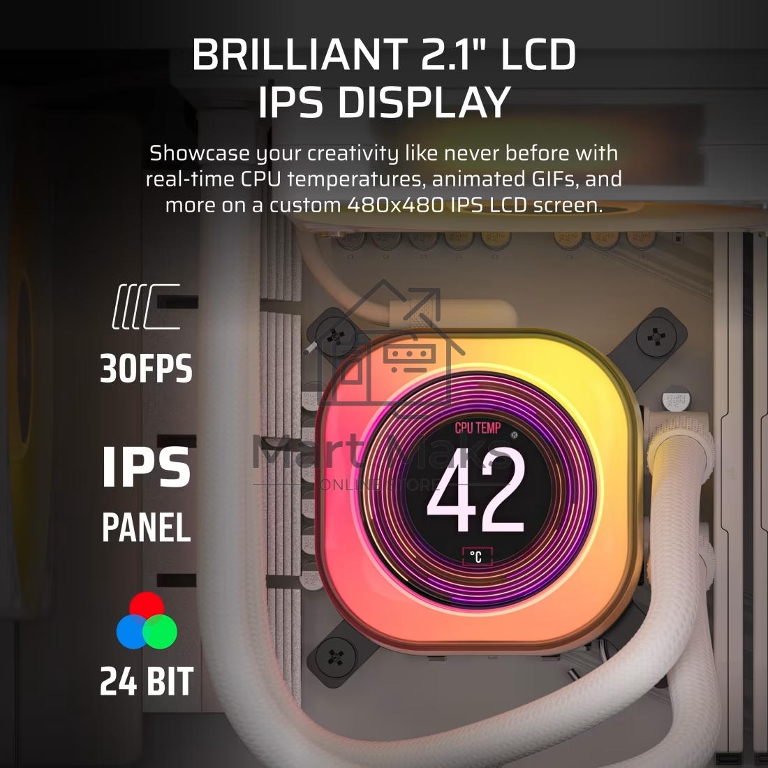 Система жидкостного охлаждения Water Cooling System Corsair iCUE LINK TITAN 240 RX LCD (240mm, белый, RGB/ Fans: 2x120mm, 73.5CFM, 36dBA, 2100RPM/ S: 1851, 1700, AM5, AM4)