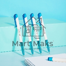 Ручка шариковая Deli Arrow EQ23-BL белый/голубой, d=0.7мм, синие чернила (1шт)