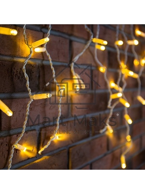 Гирлянда Neon-night Айсикл (бахрома) светодиодный, 1,8 х 0,5 м, белый провод, 230 В, диоды теплый белый, 48 LED