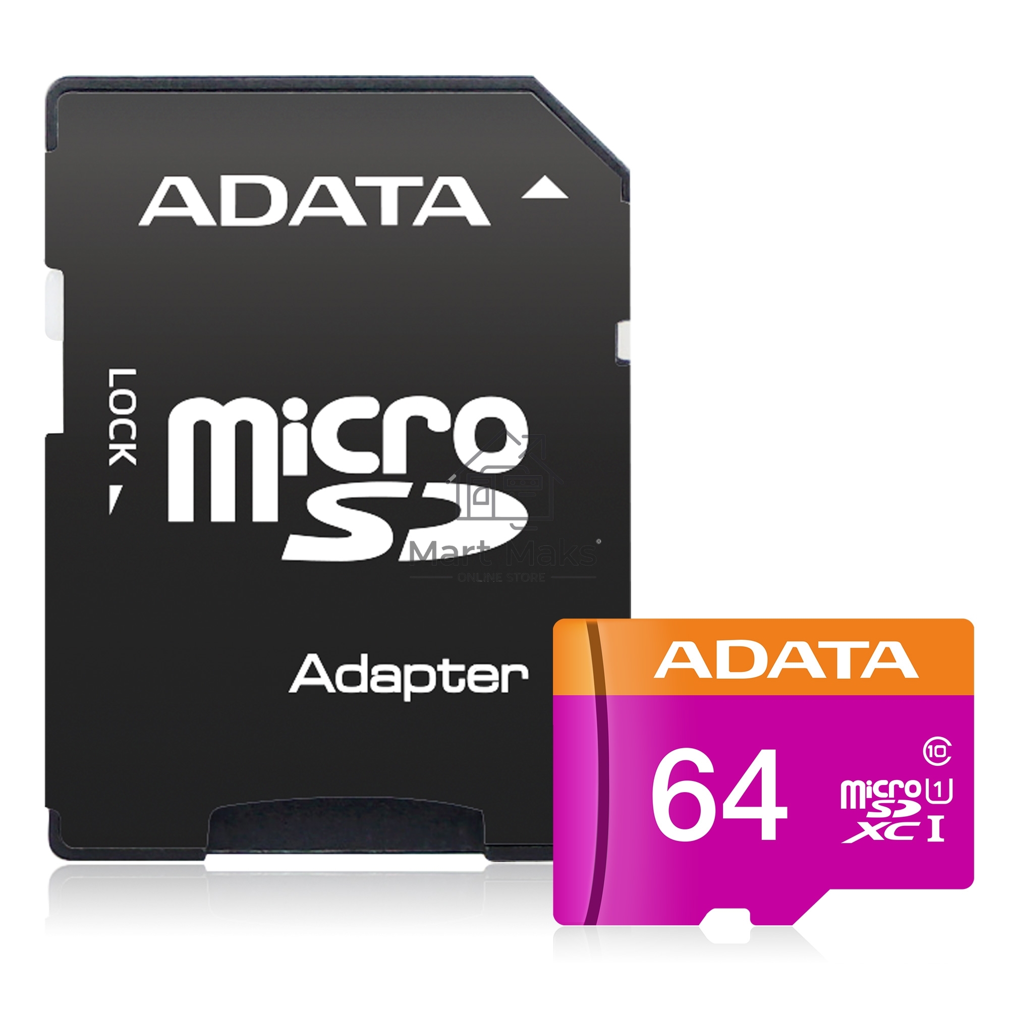 Флеш карта microSDXC 64GB ADATAUHS-1 CL10 (AUSDX64GUICL10-RA1) + SD adaptor