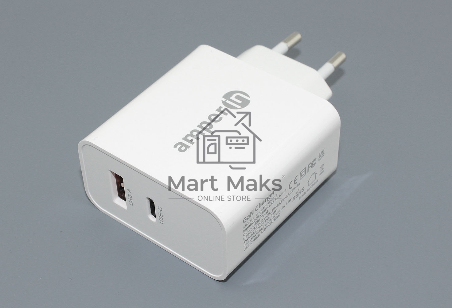 Блок питания (сетевой адаптер) Amperin USB-C (YDS-TC065-011PK) 65W, белый