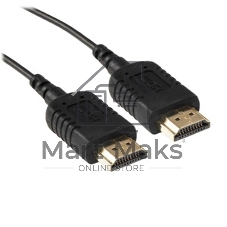 Кабель HDMI Wize WAVC-HDMIUS-1.8M 1.8 м, v.2.0, 19M/19M, 4K/60 Hz 4:4:4, 36 AWG, HDCP 2.2,ультратонкий, позол.разъемы, черный, пакет