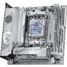 Материнская плата MSI MPG X870I EDGE TI EVO WIFI, AM5, AMD X870, 2xDDR5 (до 128 ГБ), 2xSATA, 3xM.2 (1xPCIe 5.0, 2xPCIe 4.0), 1xPCIe 5.0 x16, 1xHDMI, 1x5Gb LAN, Wi-Fi 7, Bluetooth 5.4, 2xUSB-C 40Gbps (USB4), 1xUSB-C 10Gbps, 5xUSB-A 10Gbps, 3x3.5 мм + S/PDIF оптический, 7.1, белый/серебристый, Mini-ITX