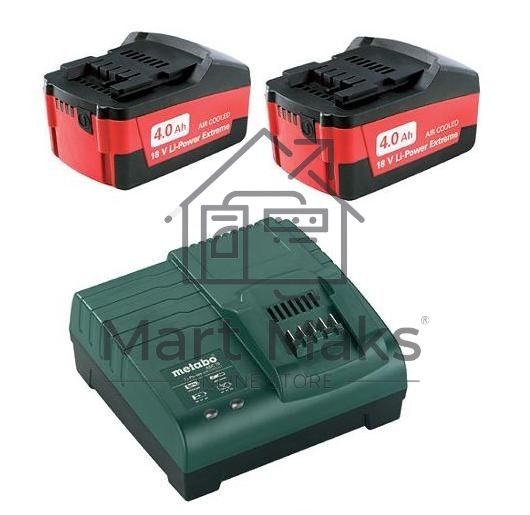 Набор аккумуляторов Metabo в + ЗУ 2 акк 4.0Ач 18В+ЗУ ASC 30-36