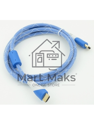 Кабель HDMI Ver.1.4 синий/белый jack HDMI19 (m)/HDMI19 (m) 1.8м феррит.кольца позолоченные контакты