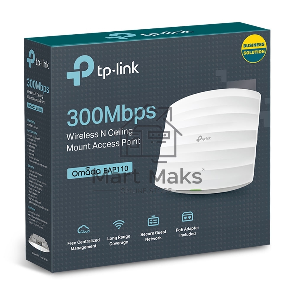 Беспроводная потолочная точка доступа серии N TP-Link SMB EAP110 скорость до 300 Мбит/с