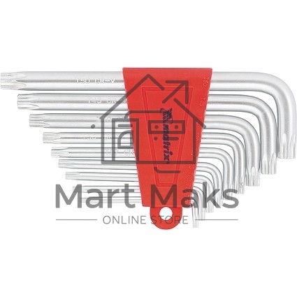 Набор ключей имбусовых TORX, 9 шт., T10-T50, CrV, короткие, сатин. Matrix