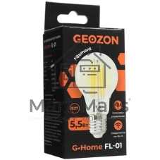 Умная LED лампа филамент GEOZON/E27/A60/5.5W/2200K-5500K/Wi-Fi/AC 220-250В, 50/60Гц/500lm/transparent GSH-SLF01