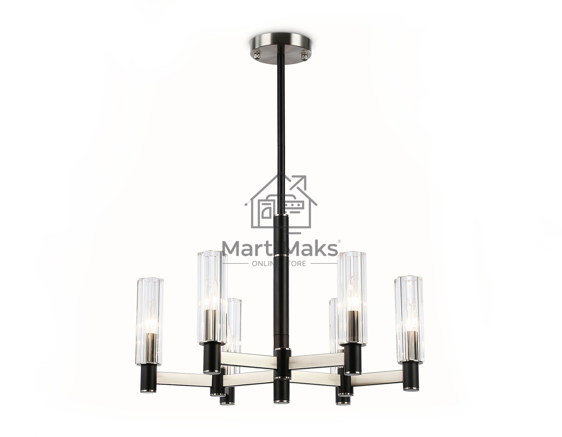 Люстра Ambrella light LH55501/6 SN/BK/CL сатин никель/черный/прозрачный E14*6 max 40W D570*760