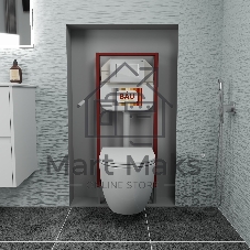 Комплект BAU 6 в 1: рамная инсталляция, унитаз подвесной безободковый Bau Dream 53, сиденье дюропласт микролифт, кнопка смыва BAU Stil , белый глянец