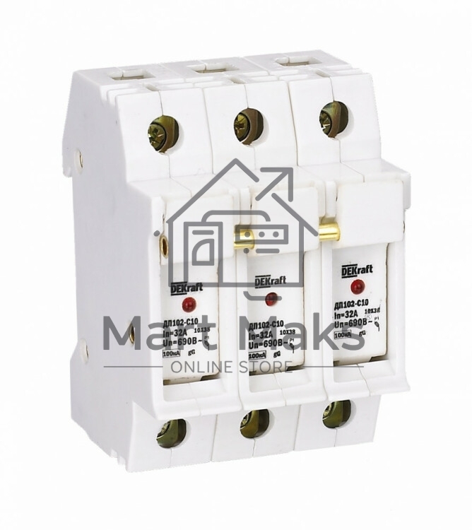 Держатель предохр. типа Dekraft C10 с LED индикацией 3P DEKraft ДП-102c