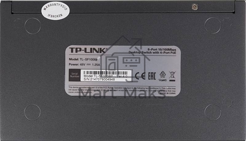 Коммутатор TP-Link SMB TL-SF1008P Коммутатор 8-port 10/100M Desktop PoE Switch