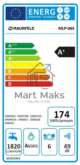 Посудомоечная машина Maunfeld MLP 06S, белый, 55 см, 6 компл., 49 дБ, класс A+